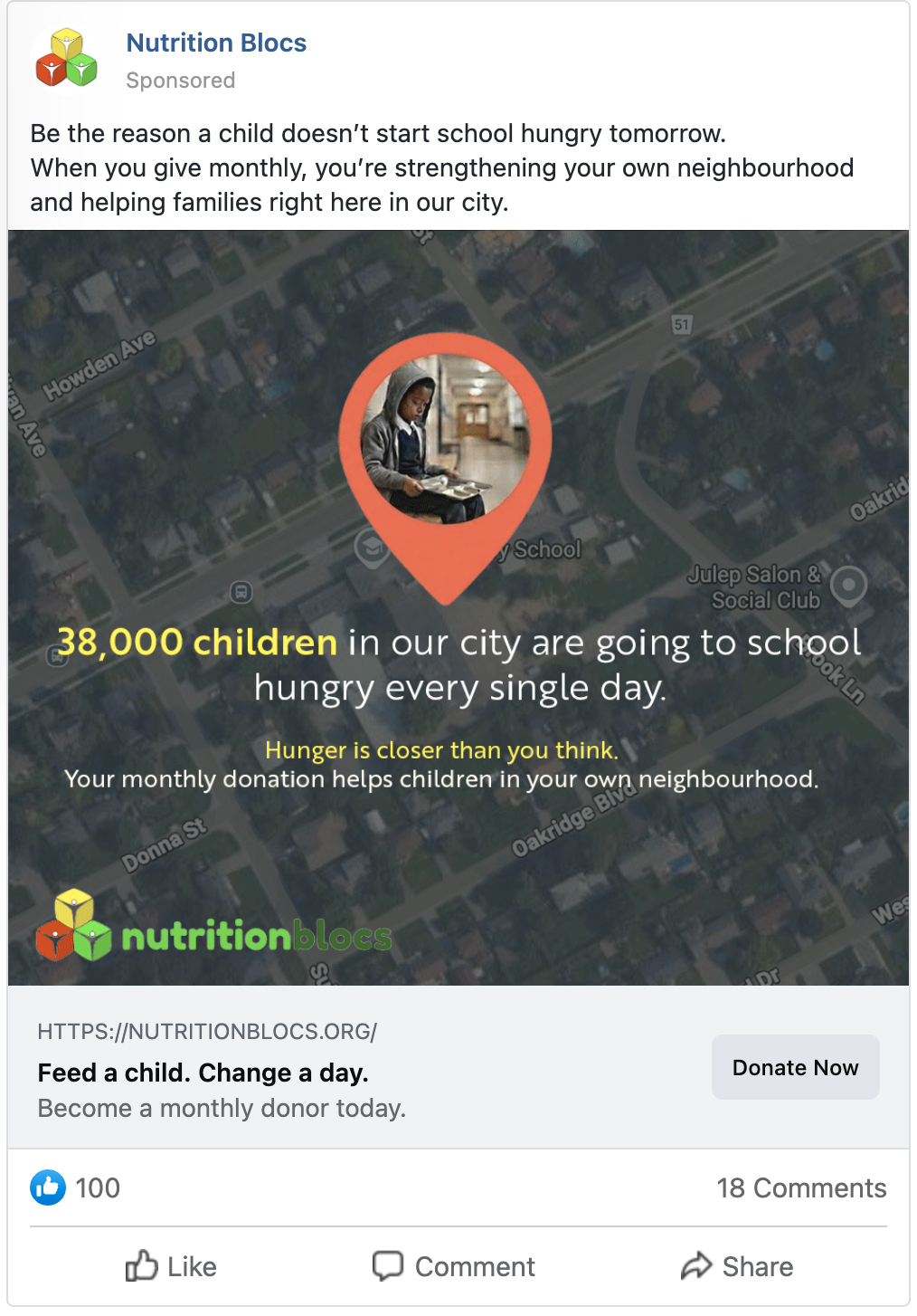 hunger is closer than you think facebook post
